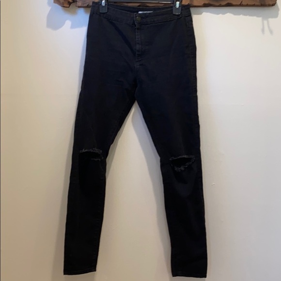 Forever 21 distressed black jeans w/ knee cut outs - Picture 1 of 4